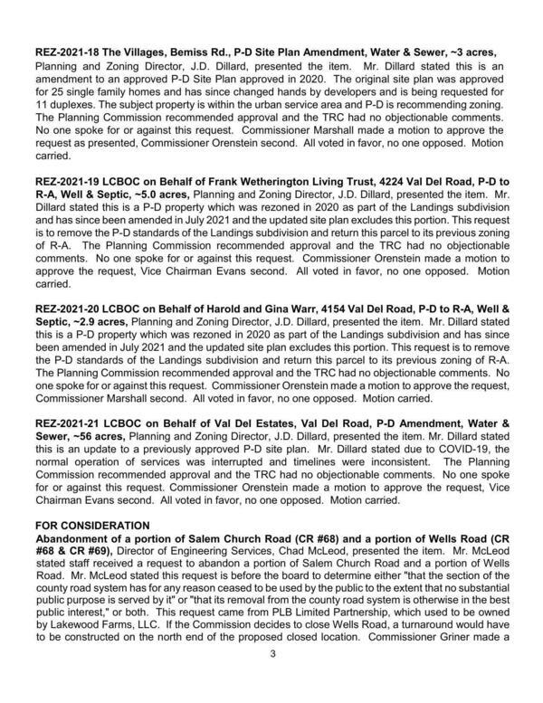 Abandonment of a portion of Salem Church Road (CR #68) and a portion of Wells Road (CR #68 & CR #69)