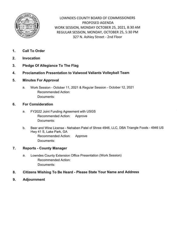 PROPOSED AGENDA