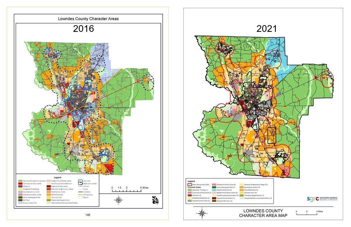 2016 and 2021 Lowndes County Character Area Maps
