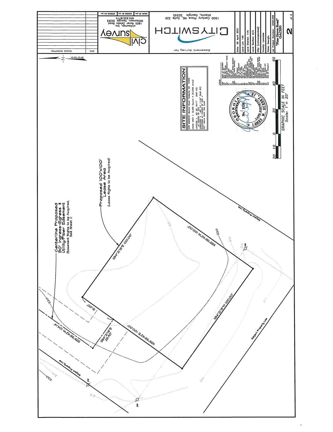 Proposed 100'x100' area i Easement Survey for CitySwitch