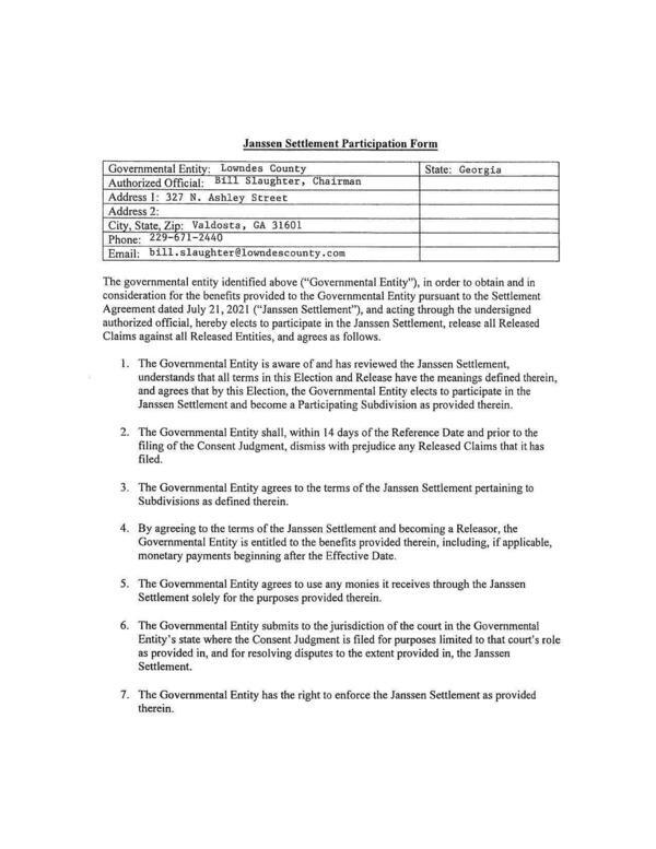 Janssen Settlement Participation Form