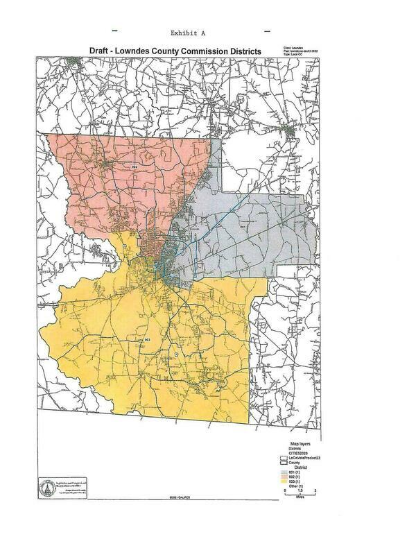 [Exhibit A: Map of Districts 1, 2, 3]