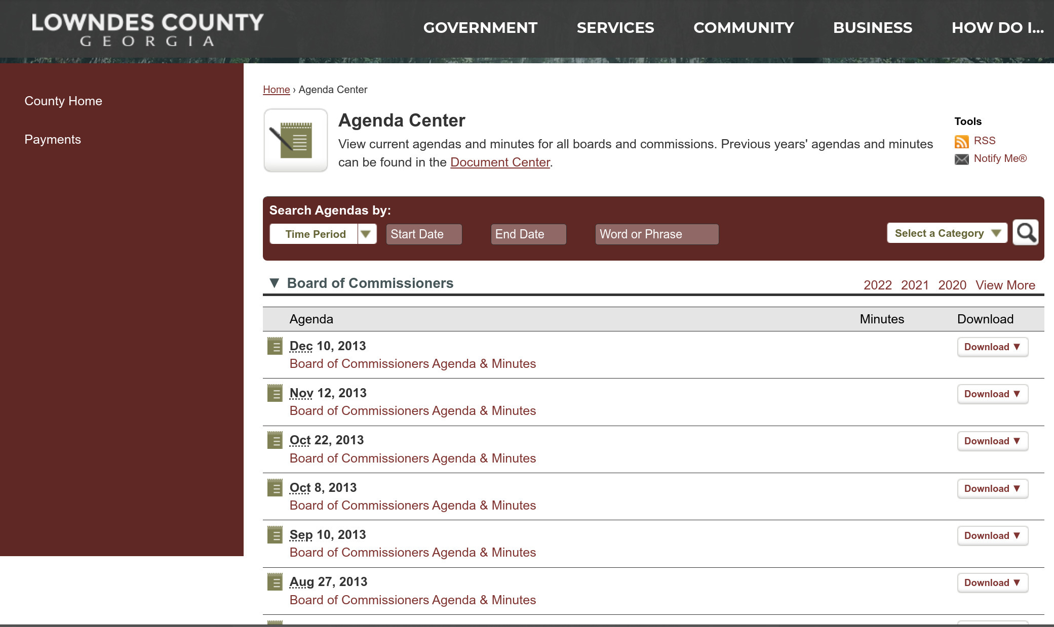 Lowndes County Agenda Center for 2013