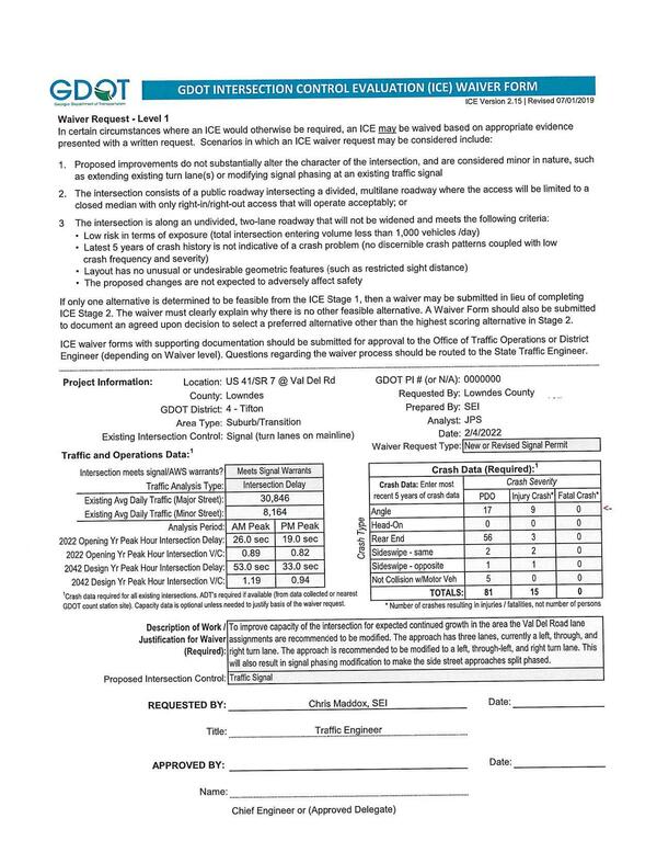 G D QT GDOT INTERSECTION CONTROL EVALUATION (ICE) WAIVER FORM