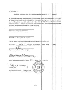 [AFFIDAVIT OF PRIVATE EMPLOYER OF COMPLIANCE PI]