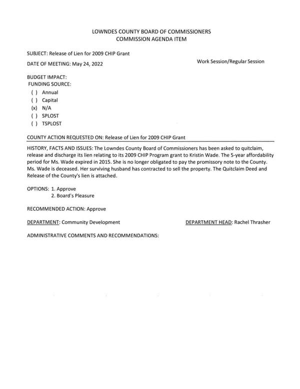 [Grant to Kristin Wade, who is deceased, and her husband has contracted to sell the property.]