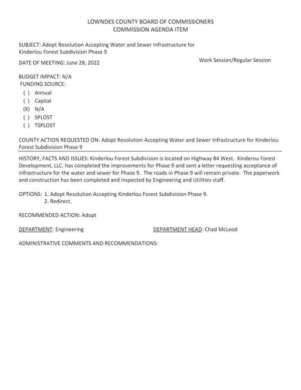 BUDGET IMPACT: N/A The roads in Phase 9 will remain private.