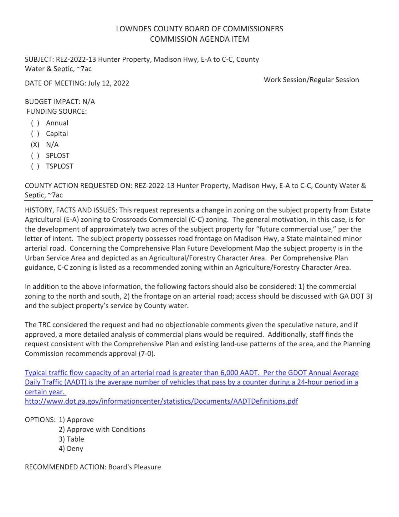 the development of approximately two acres of the subject property for “future commercial use,”