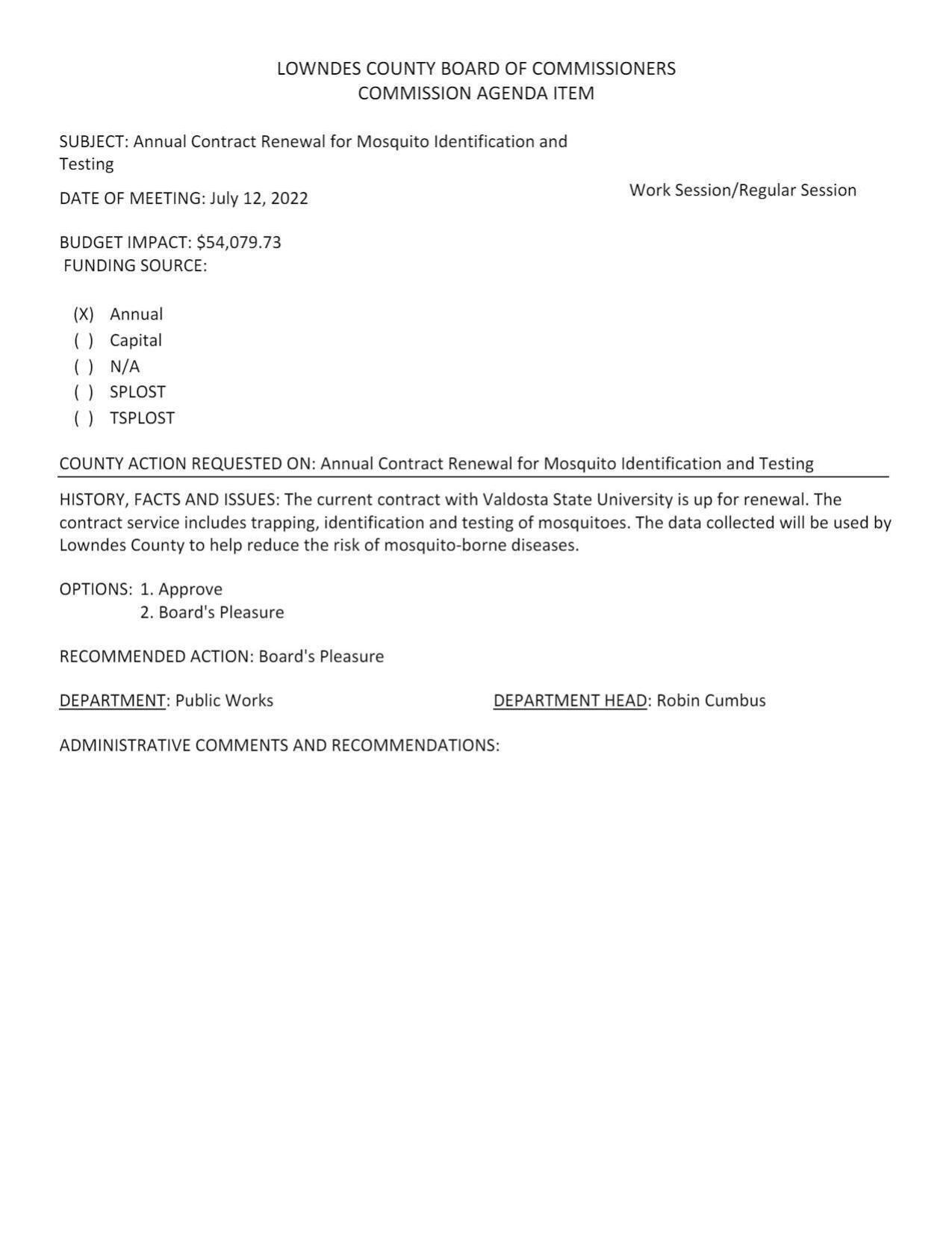 BUDGET IMPACT: $54,079.73