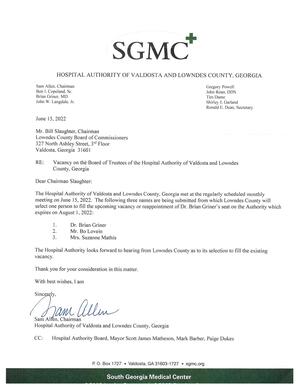 [Brian Griner post request letter from Hospital Authority]