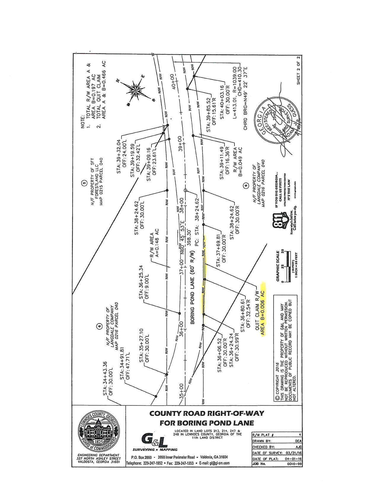 SURVEY: County Road Right-of-Way for Boring Pond Lane