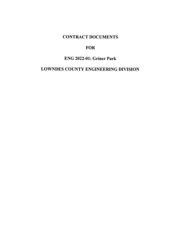 CONTRACT DOCUMENTS FOR ENG 2022-01: Griner Park