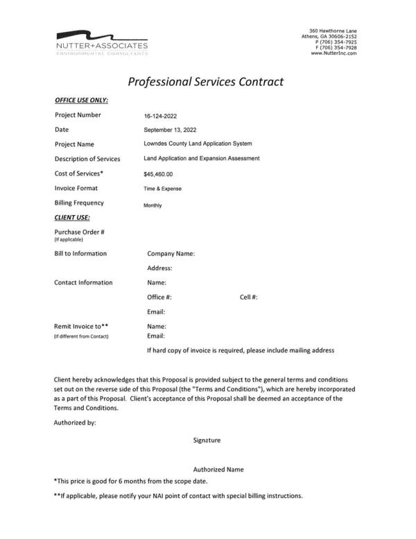 Professional Services Contract, Nutter + Associates