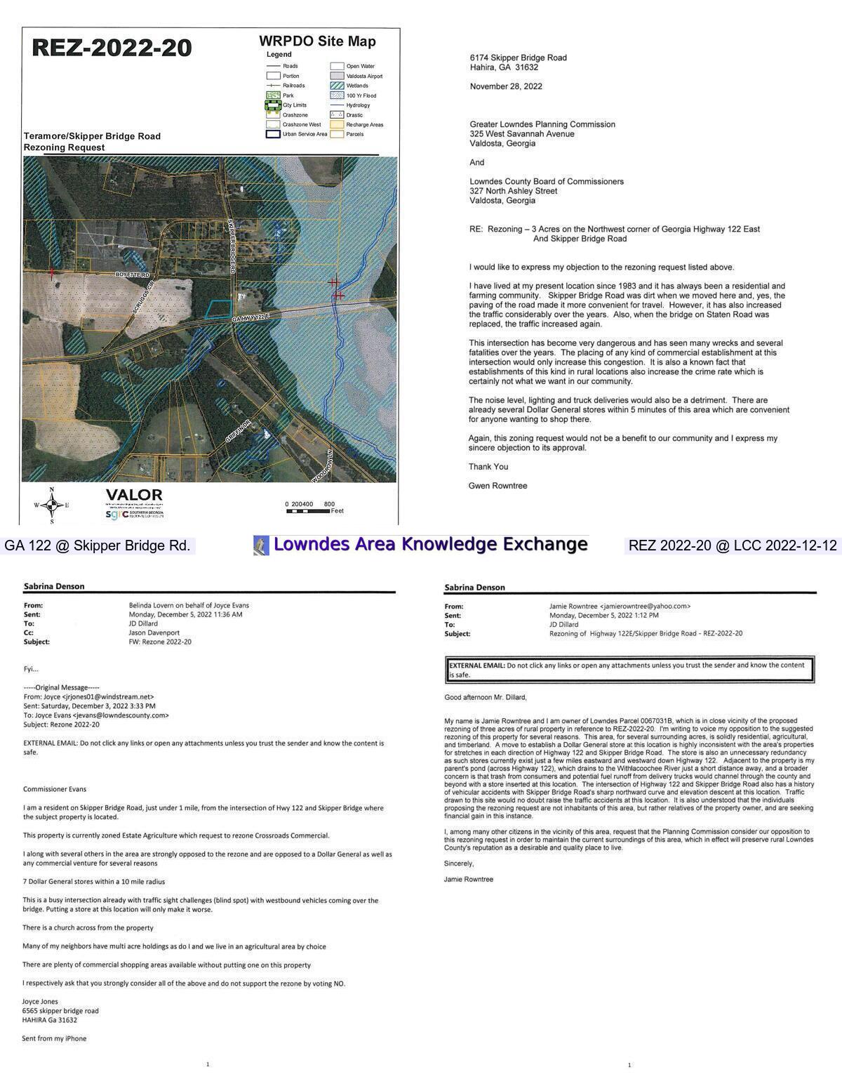 Map, Letters, REZ-2022-20, GA 122 & Skipper Bridge Road