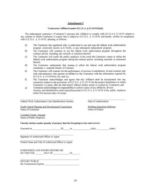 [any contract to which Contractor is a party that is subject to O.C.G.A. § 13-10-91 and hereby verifies its compliance]