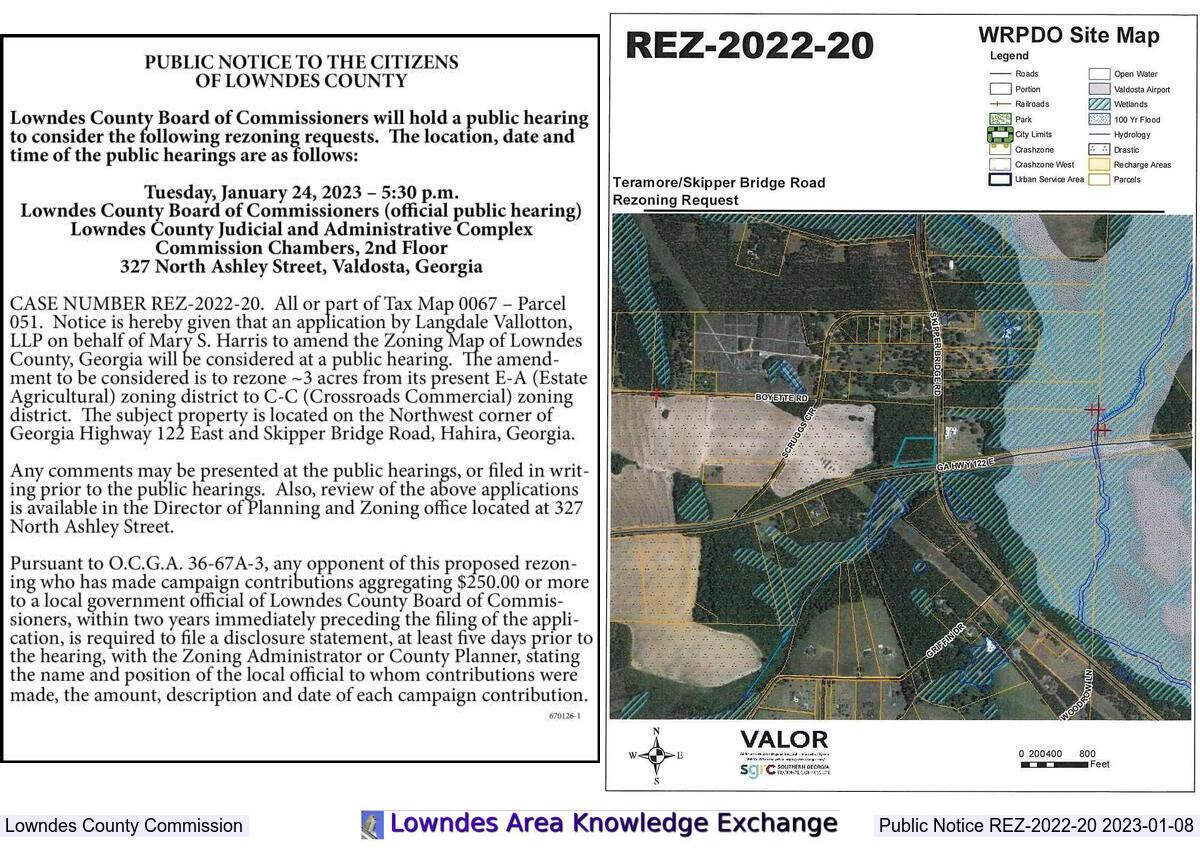 Public Notice and Future Development Map, REZ-2022-20, GA 122 @ Skipper Bridge Road