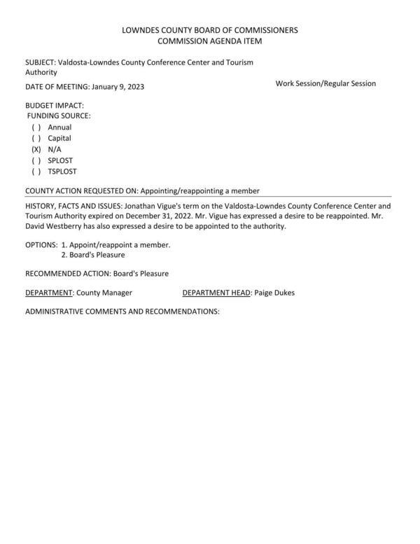 [Jonathan Vigue wants to be reappointed. David Westberry has applied.]