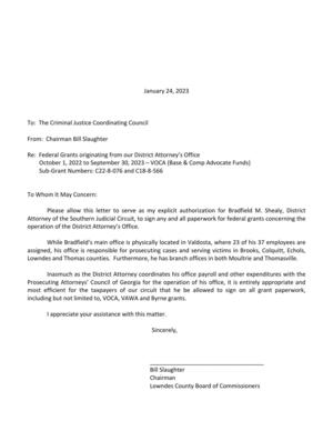 [Authorization for DA to sign federal grant paper work, from Lowndes County Chairman]