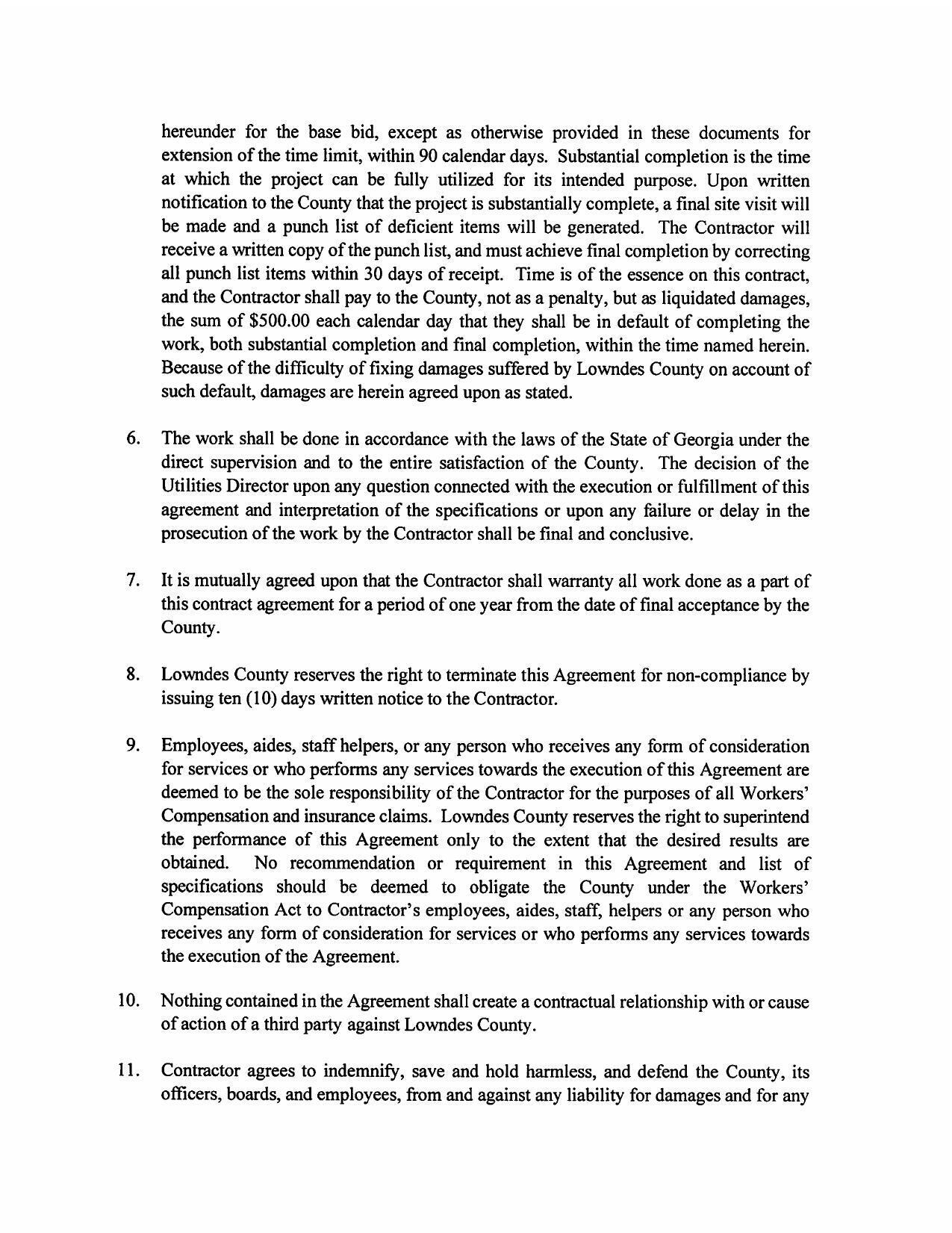 issuing ten (10) days written notice to the Contractor.