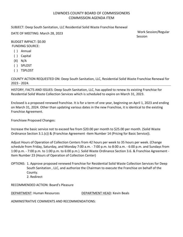 Ordinance Section 3.1.(c)) & (Franchise Agreement -Item Number 14 (Pricing for Basic Service)).