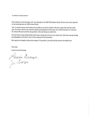 [Opposition letter, Lonnie and Joe George]