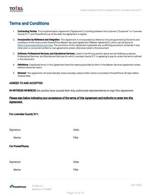 [5. Renewal. This agreement will automatically renew annually unless written notice is provided to PowerPhone 30 days before]