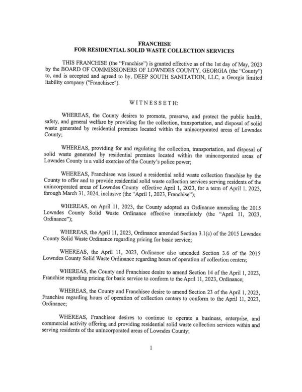 WHEREAS, the April 11, 2023, Ordinance amended Section 3.1(c) of the 2015 Lowndes
