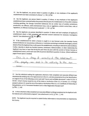 [16. If the establishment for which a license is sought is or was licensed under the Lowndes County]