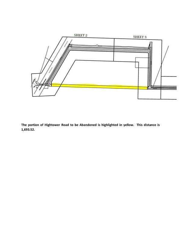 Plan of the portion of Hightower Road to be abandoned.