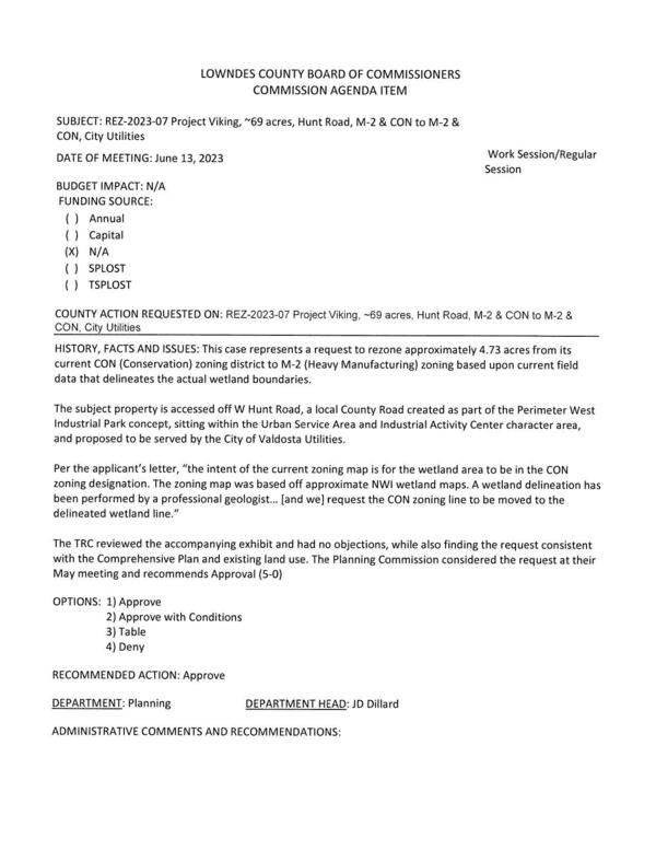 [to rezone approximately 4.73 acres from its current CON (Conservation) zoning district to M-2 (Heavy Manufacturing) zoning based upon current field data that delineates the actual wetland boundaries.]