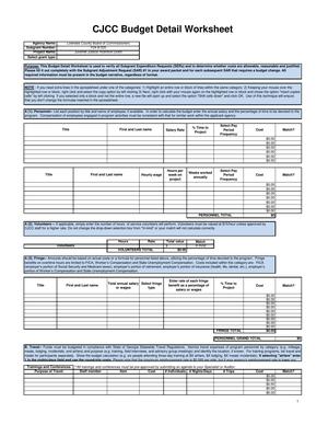 [CJCC Budget Detail Worksheet]