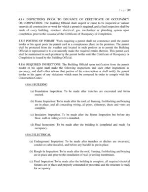 [4.8.4 INSPECTIONS PRIOR TO ISSUANCE OF CERTIFICATE OF OCCUPANCY]