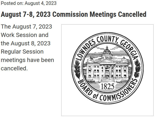 [August 7-8, 2023 Commission Meetings Cancelled]