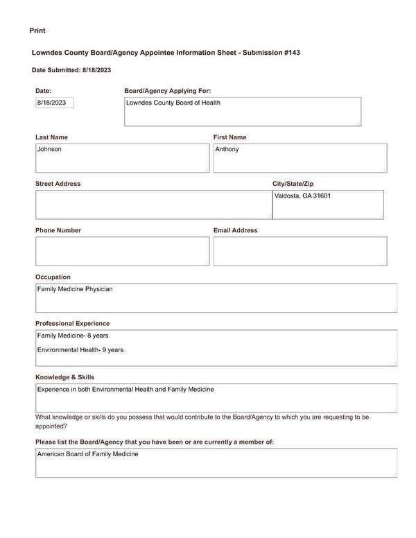 Anthony Johnson application