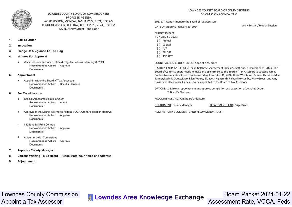 Collage, Lowndes County Commission Board Packet 2024-01-22