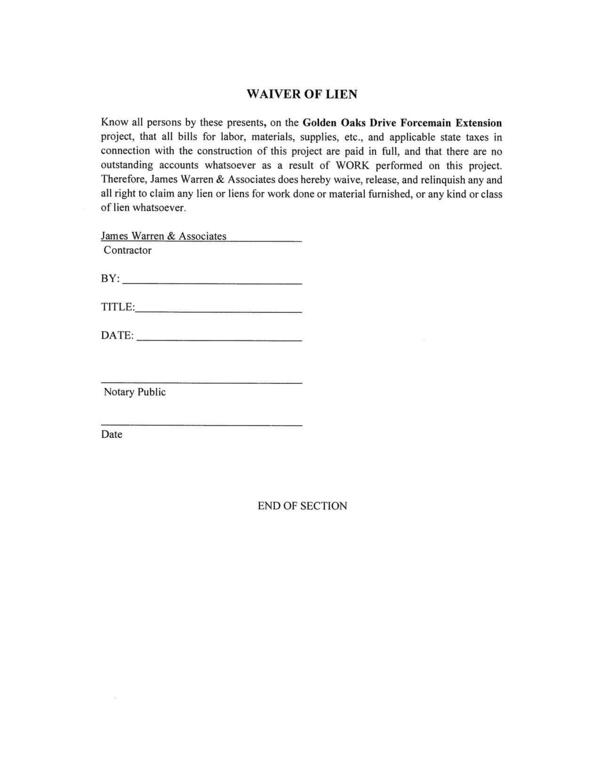 WAIVER OF LIEN