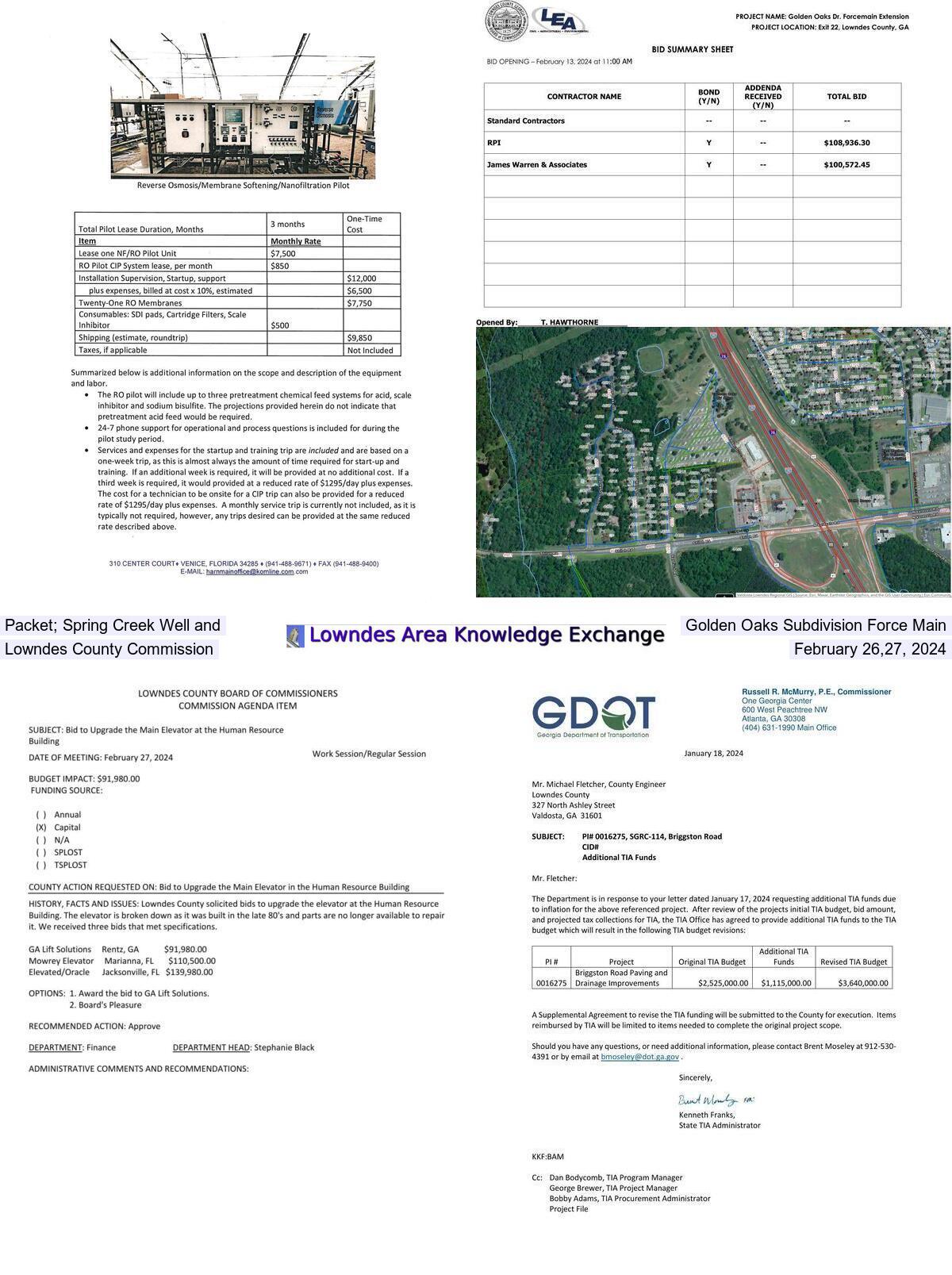 Packet: new well, force main, and elevator @ LCC 2024-02-26