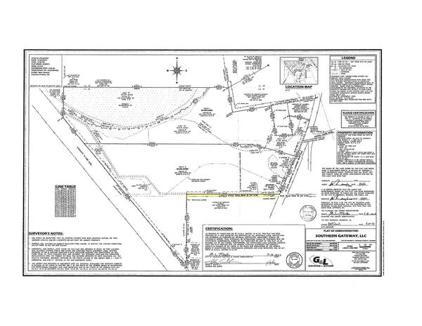 Plat of subdivision for Southern Gateway, LLC