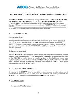 [GEORGIA COUNTY INTERNSHIP PROGRAM GRANT AGREEMENT]