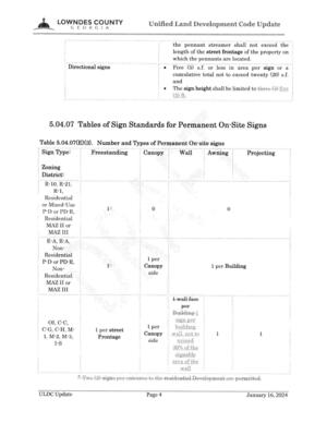 [Table 5.04.07 Tables of Sign Standards for Permanent On-Site Signs]