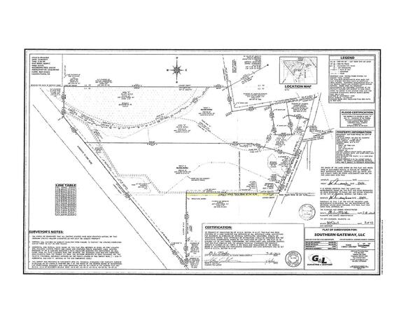 Plat of Subdivision for Southern Gateway, LLC, between I-75 and GA 31
