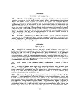 [days' Notice to Owner, terminate this Agreement and shall be entitled to payment by Owner of all unpaid Costs of]