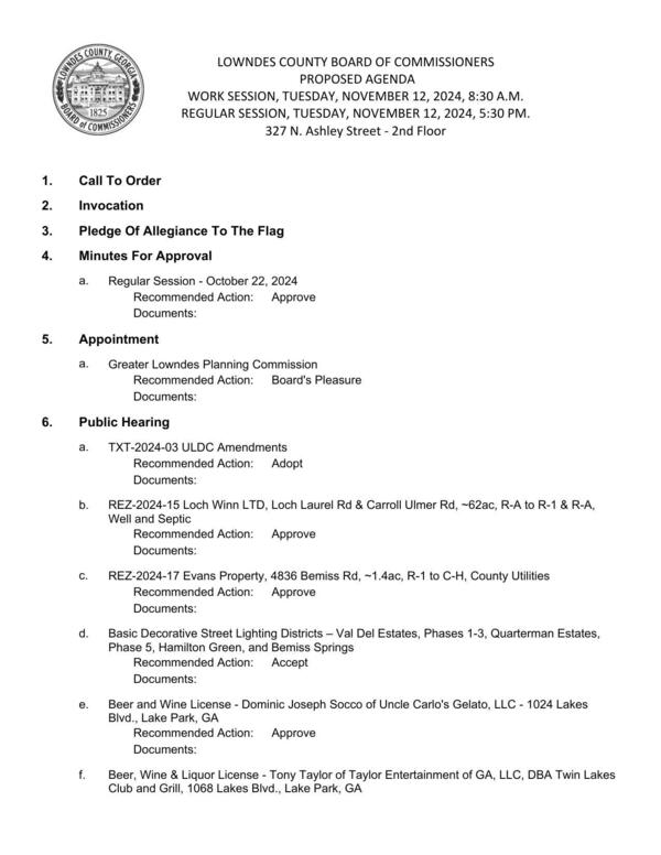 [PROPOSED AGENDA]