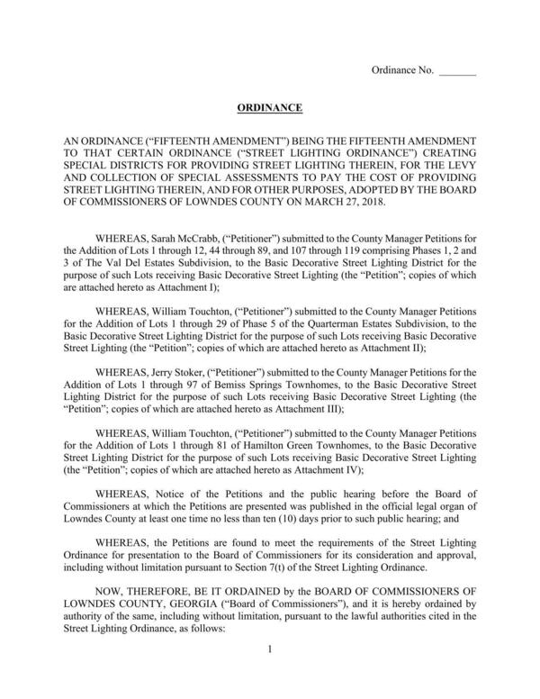 ORDINANCE: WHEREAS, Notice of the Petitions and the public hearing before the Board of