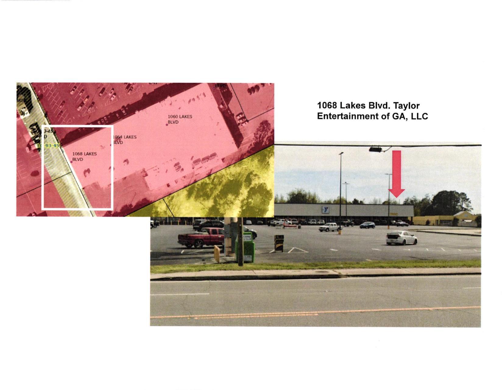 Aerial Map and Picture: 1068 Lakes Blvd. Taylor Entertainment of GA, LLC