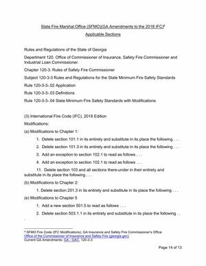 [State Fire Marshal Office (SFMO)(GA Amendments to the 2018 IFC)8 Applicable Sections]
