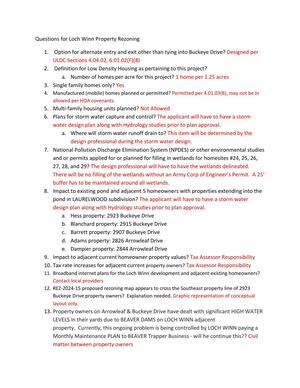 [Questions for Loch Winn Property Rezoning]