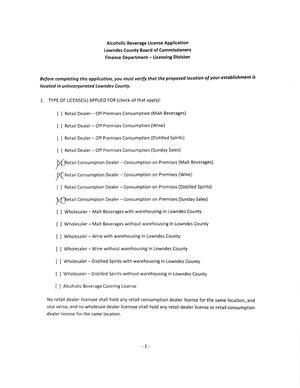 [Alcoholic Beverage License Application]