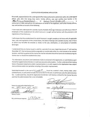 [CERTIFICATION REGARDING APPLICATION]