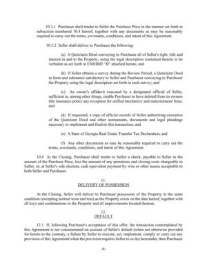 [this Agreement is not consummated on account of Seller's default (when not otherwise provided]